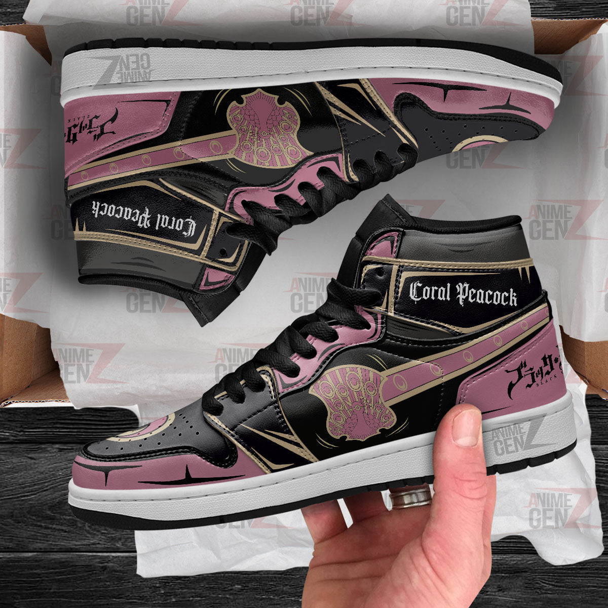 Coral Peacock JD Sneakers Black Clover Custom Anime Shoes