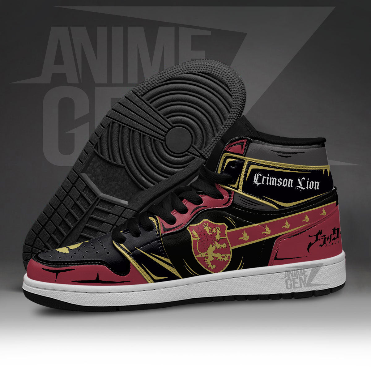 Crimson Lion JD Sneakers Black Clover Custom Anime Shoes