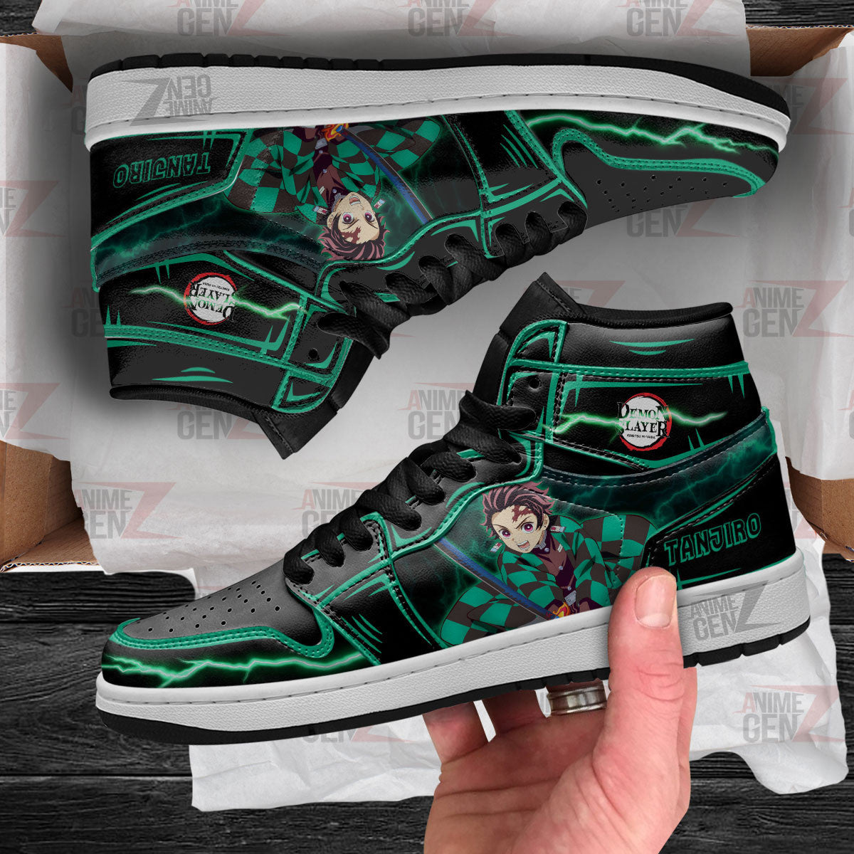 Demon Slayer Kamado Tanjiro JD Sneakers Black Cool Style Custom Anime Shoes
