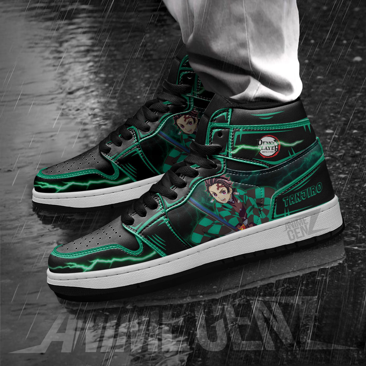 Demon Slayer Kamado Tanjiro JD Sneakers Black Cool Style Custom Anime Shoes