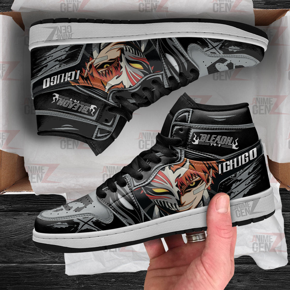 Bleach JD Sneakers Kurosaki Ichigo Holow Mask Custom Anime Shoes