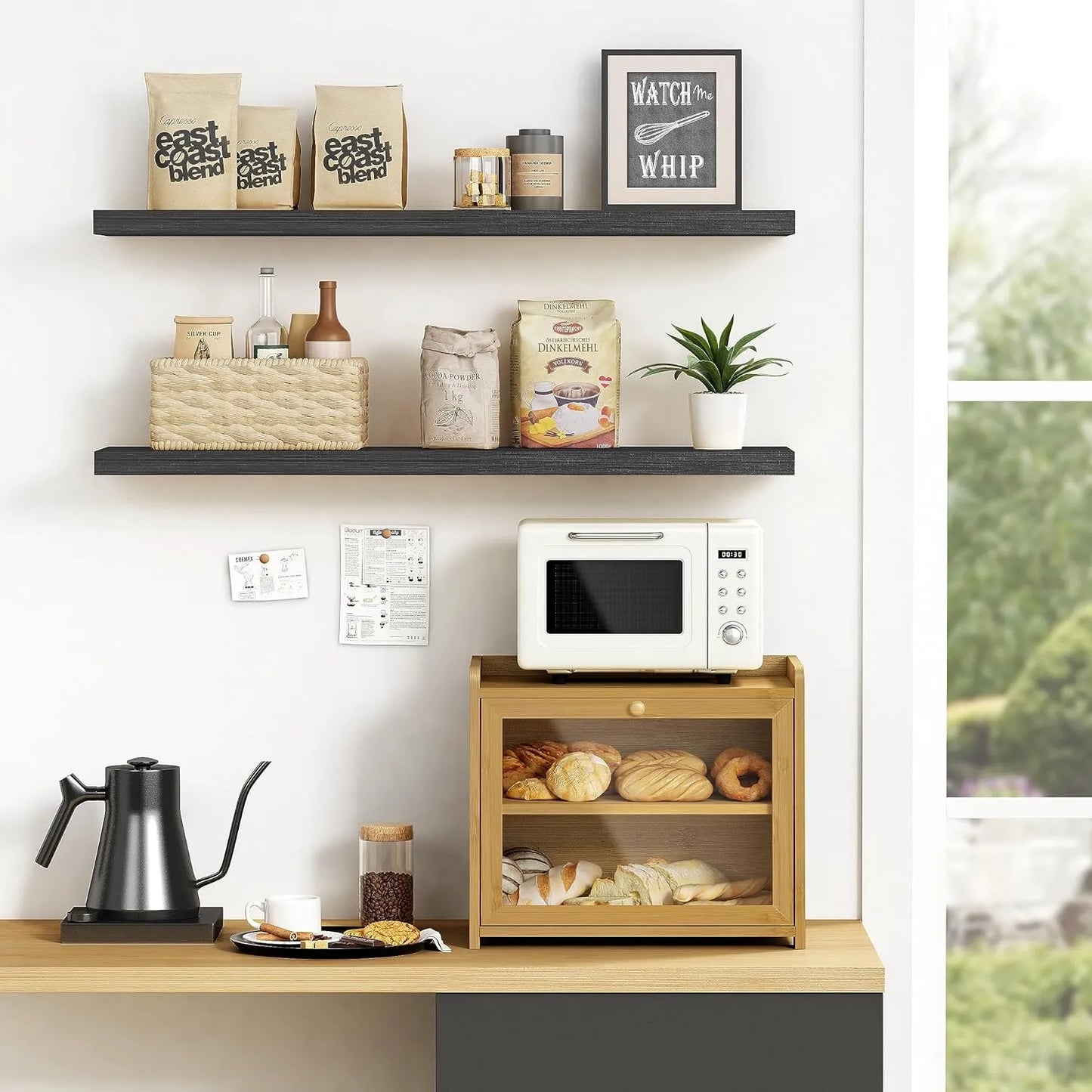 Bamboo Bread Box With Glass Door