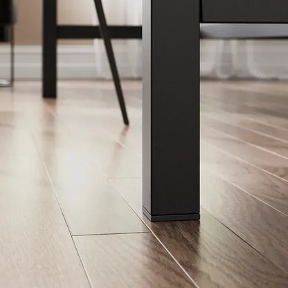 Black Extendable Wooden Dining Table With Metal Legs