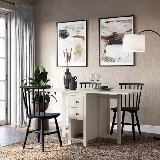 Compact Extendable Dining Table With Storage Drawers And Painted Finish